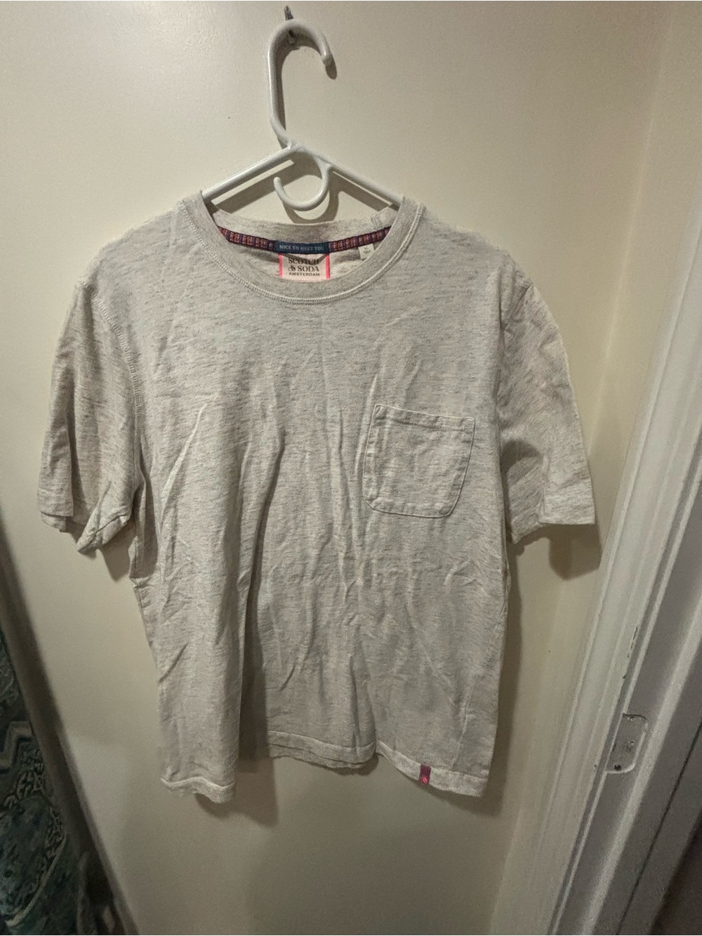 Scotch and Soda Light Tan Men's Short-Sleeve Pocket T-Shirt- Size XL